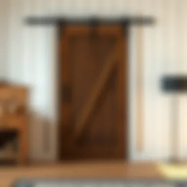 Stylish barn door in a rustic setting