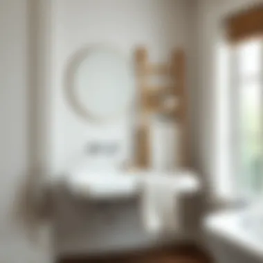 Innovative ladder-style towel holder against a chic bathroom wall