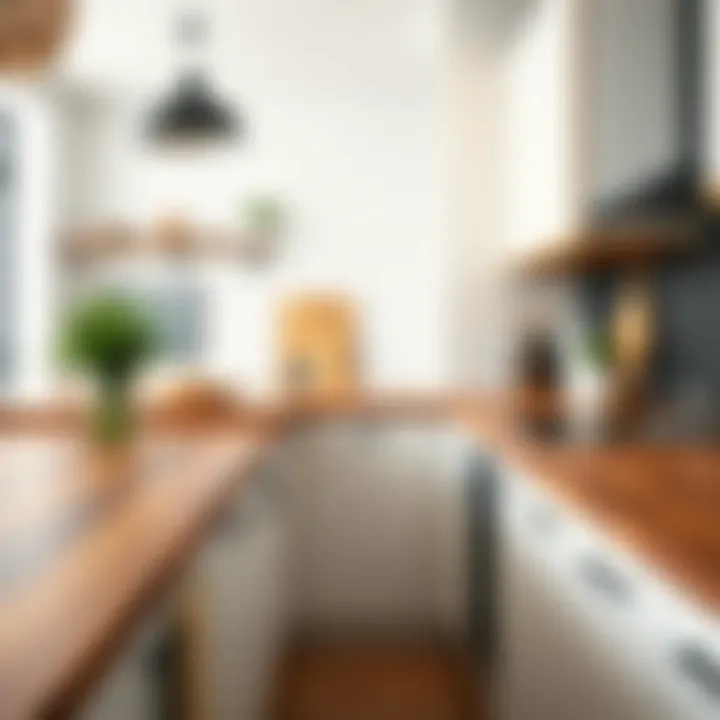 Well-maintained wood countertop in a modern kitchen