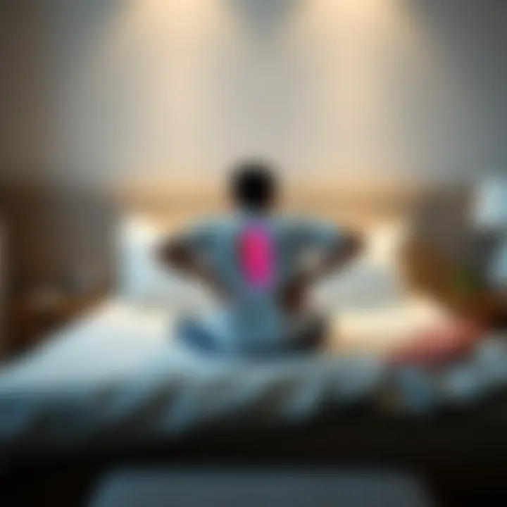Illustration of a person experiencing back pain in bed