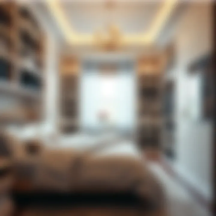 Elegant bedroom closet with custom shelving