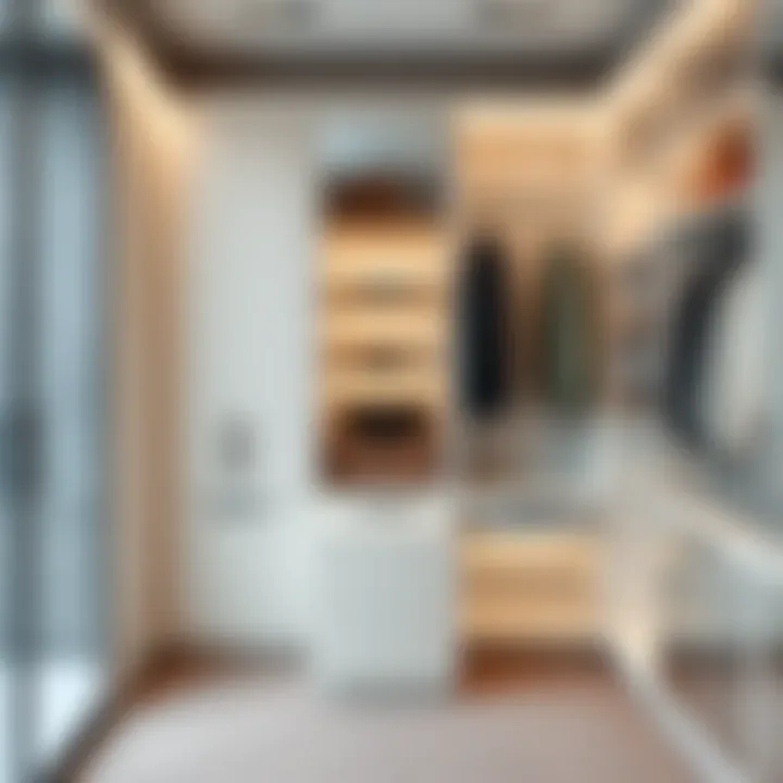 Sleek closet interior featuring contemporary materials