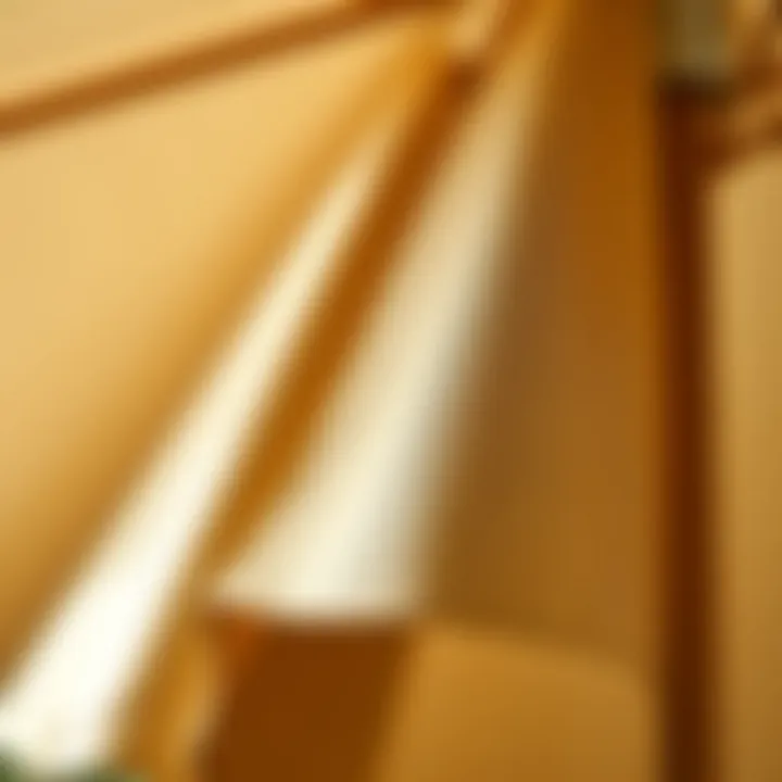 Close-up view of sun umbrella fabric showcasing different materials and textures.