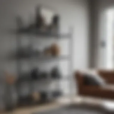 Elegant Design of Small Steel Shelves in Contemporary Spaces Stylish small steel shelf in a modern living room