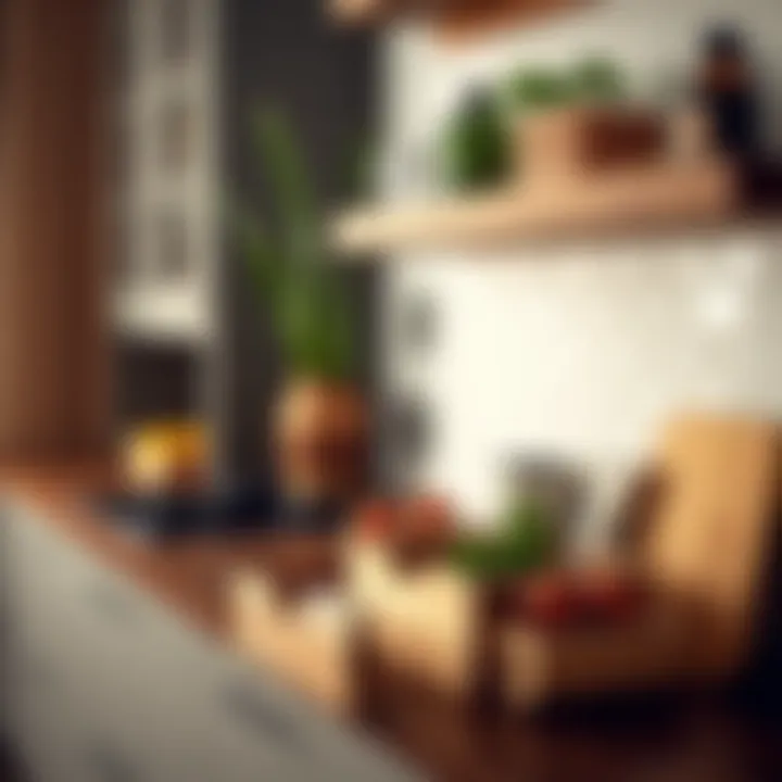 Elegant stackable wood storage bins enhancing kitchen decor