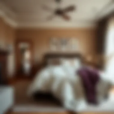 Cozy bedroom featuring a full-size feather comforter with stylish decor