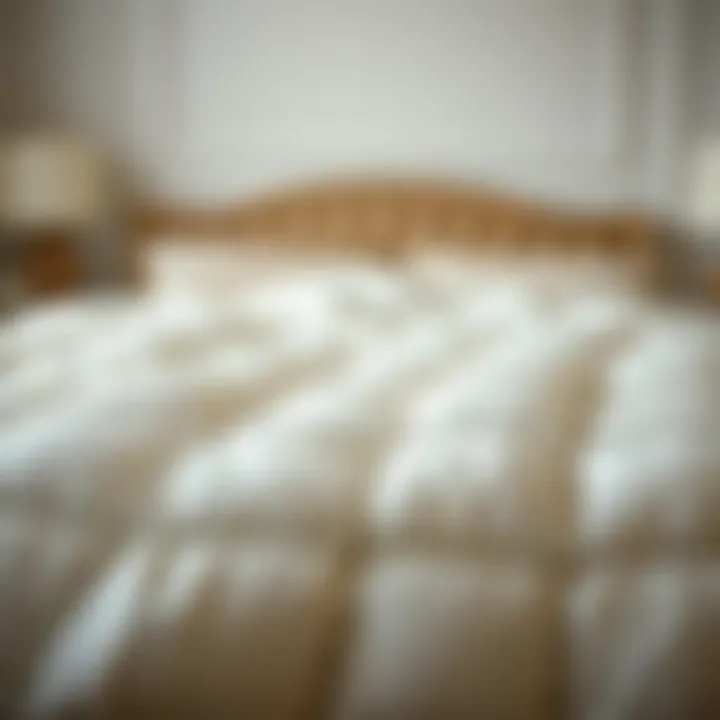 Luxurious full-size feather comforter spread across a beautifully made bed