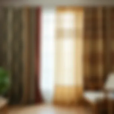 A collection of various curtain fabrics and patterns