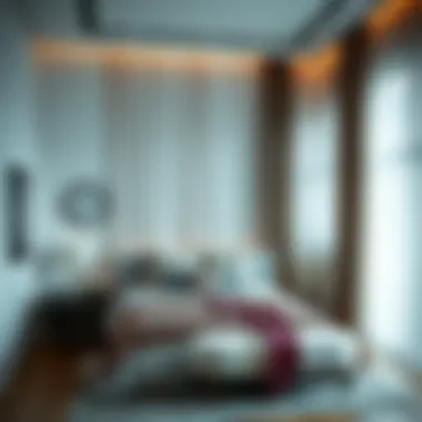 Modern bedroom adorned with stylish curtains