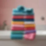 A collection of vibrant bathroom towels arranged aesthetically