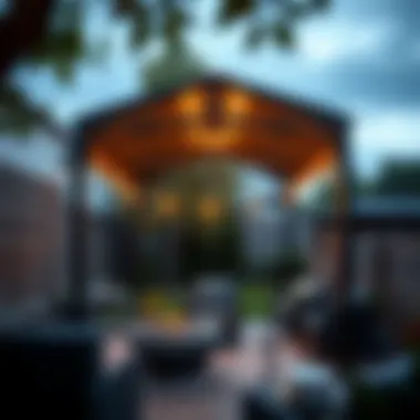 Stylish deck canopy in a modern garden setting