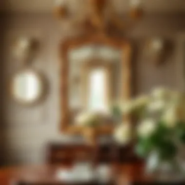 Vintage ornate mirror enhancing a classic dining space