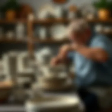 Artisan crafting Portuguese dinnerware pieces