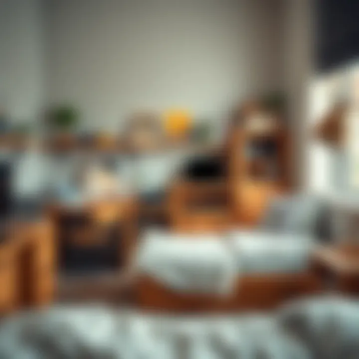 Innovative multi-functional furniture in a dorm room