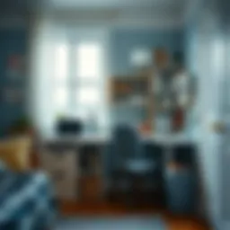 Well-organized dorm room with stylish storage solutions