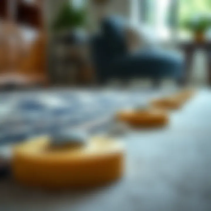 Rug weights securing an area rug in place