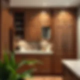 Elegant wooden pantry cabinets showcasing rich textures