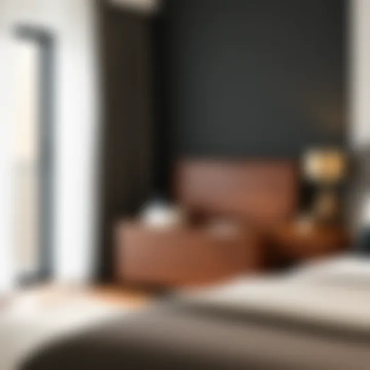 Elegant wooden storage chest in a modern bedroom setting