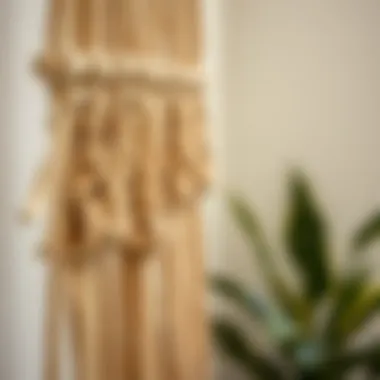 Close-up of a handwoven macrame piece showcasing detailed knots and patterns.