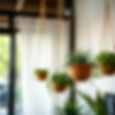 Decorative hanging planters adorned with greenery