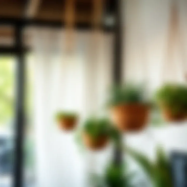 Decorative hanging planters adorned with greenery