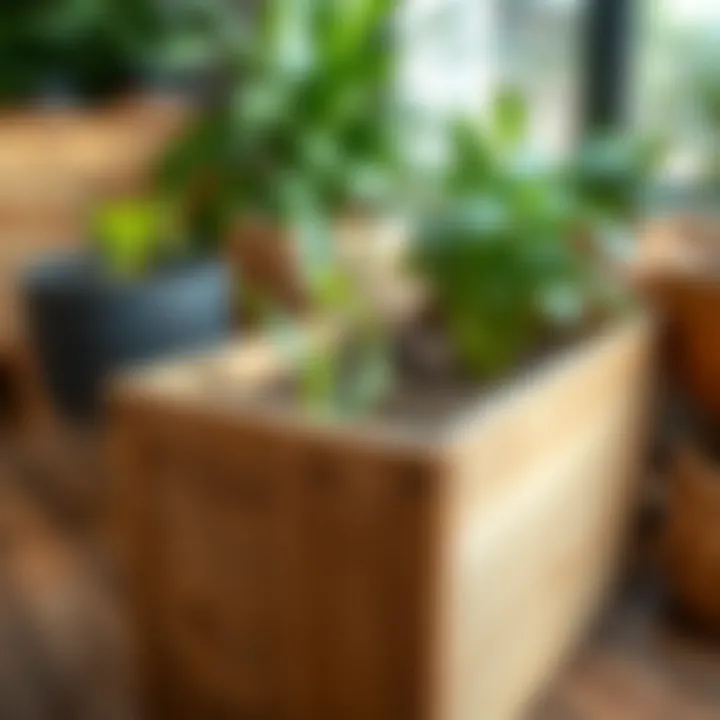 Sustainable wooden planter box ready for planting