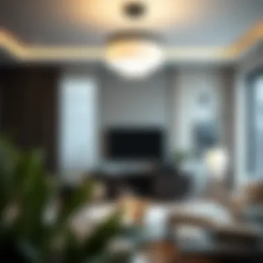 Stylish Alexa-compatible light fixture in a modern living room