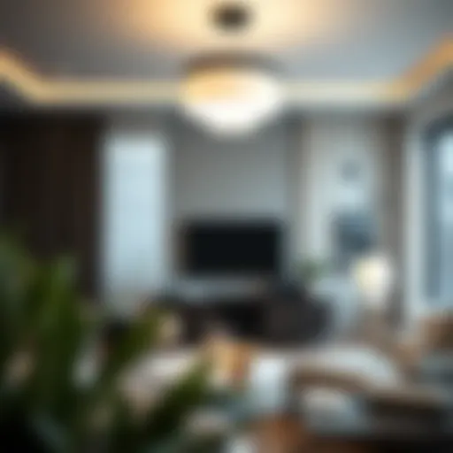 Stylish Alexa-compatible light fixture in a modern living room