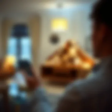 User interacting with Alexa to control home lighting