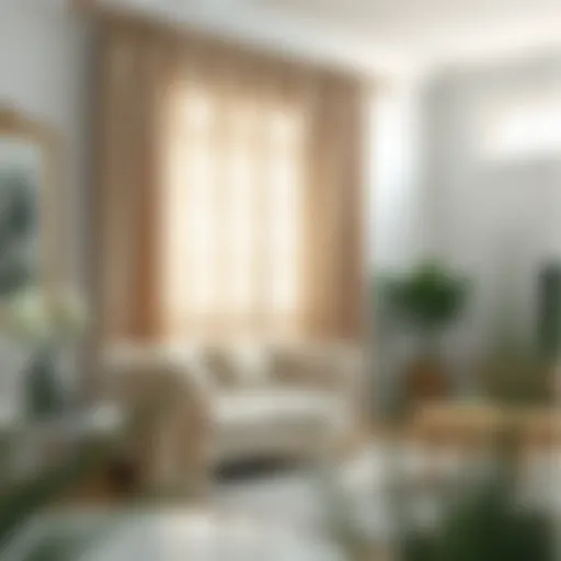 Luxurious linen curtain drapes in a bright living room setting