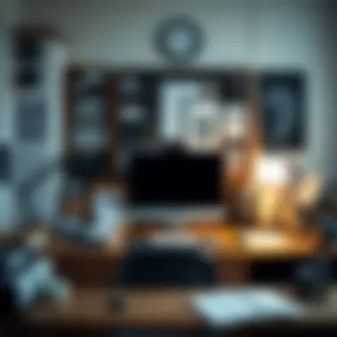 Creative workspace with tools for designing 9x11 posters