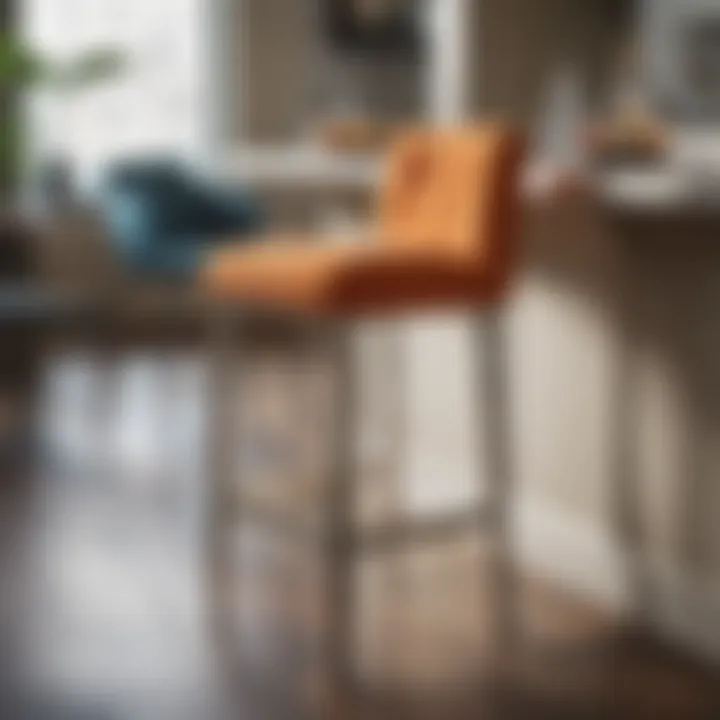 Colorful upholstered bar stool adding vibrancy to a kitchen