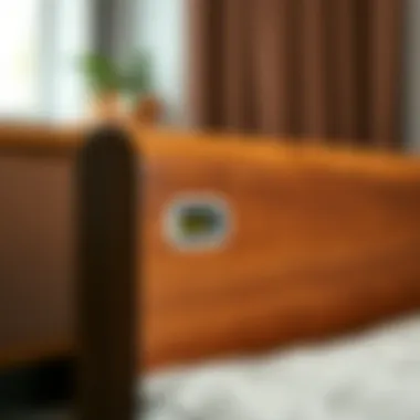 Close-up of USB ports on a stylish bed frame
