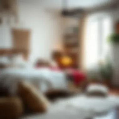 Cozy bohemian bedroom featuring layered textiles