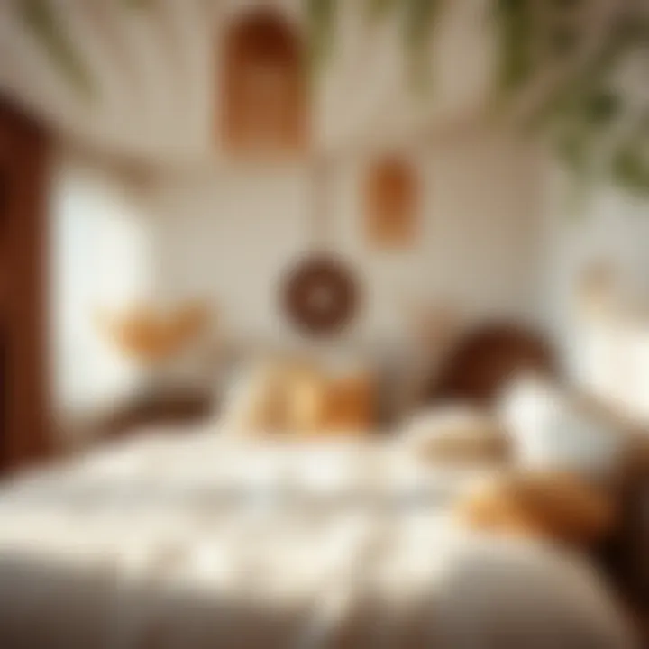 Serene bohemian bedroom with natural elements