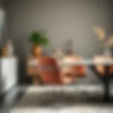 Elegant cantilever dining chair with arms against a modern dining table