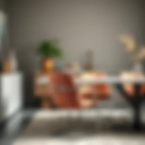 Elegant cantilever dining chair with arms against a modern dining table