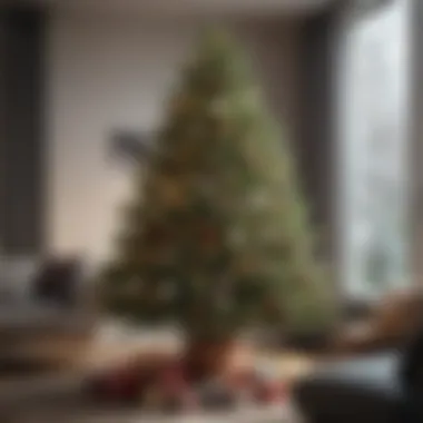 Modern Decorated Christmas Tree A modern interpretation of a Christmas tree decorated with minimalist designs and natural elements