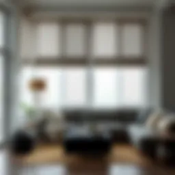 Elegant cloth vertical blinds in a modern living room