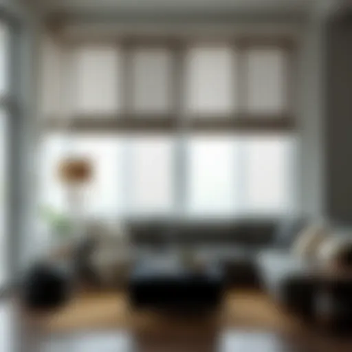 Elegant cloth vertical blinds in a modern living room