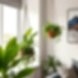 Elegant corner plant hanger showcasing lush greenery