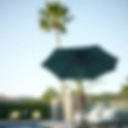 Stylish pool umbrella enhancing outdoor space