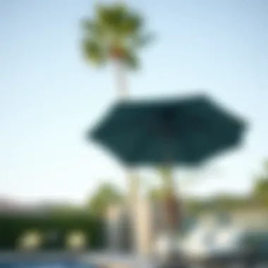 Stylish pool umbrella enhancing outdoor space
