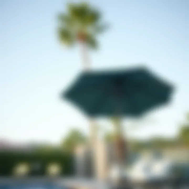 Stylish pool umbrella enhancing outdoor space