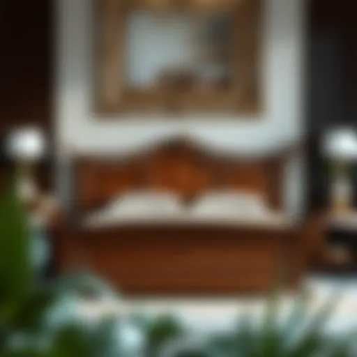 Elegant wooden bed frame showcasing fine craftsmanship