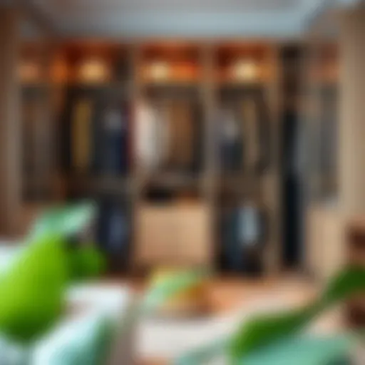 A beautifully organized extra wide closet showcasing various clothing arrangements