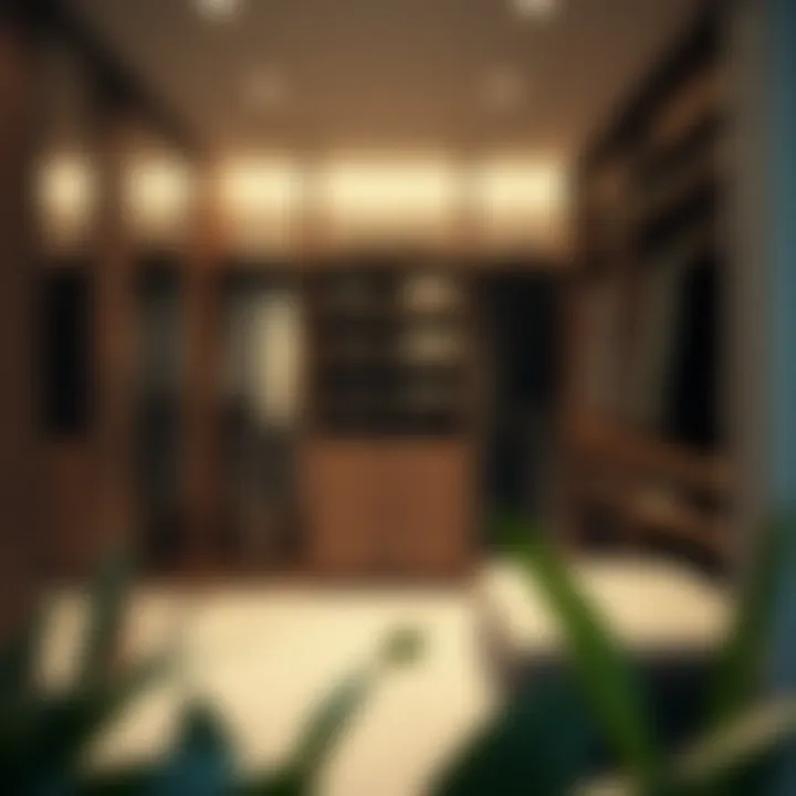 A stylish extra wide closet featuring innovative design elements and materials