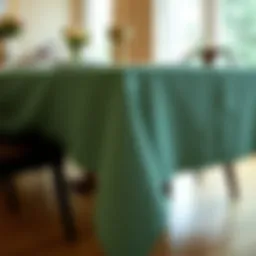 Elegant fabric fitted rectangle tablecloth on a dining table