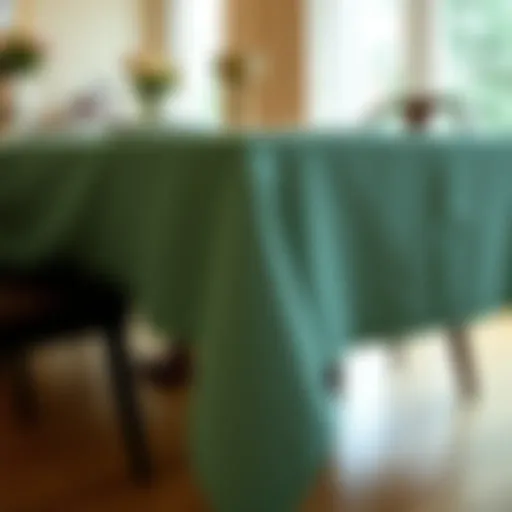 Elegant fabric fitted rectangle tablecloth on a dining table