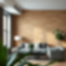 Stylish interior featuring faux wood wall tiles